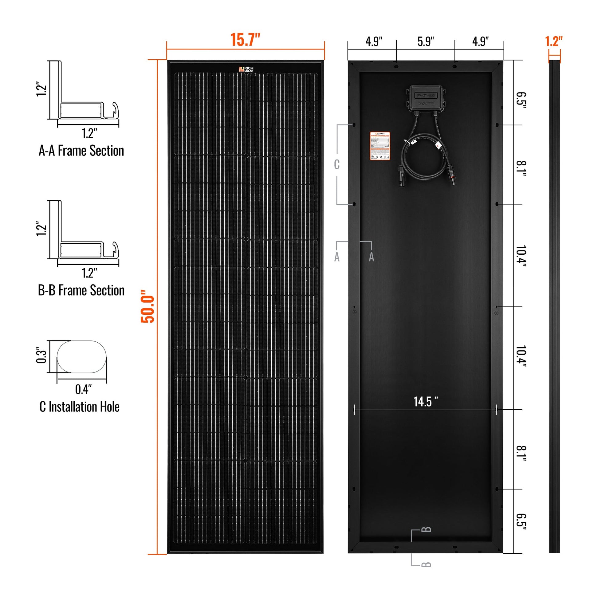 RICH SOLAR MEGA 100 SLIM 100W Solar Panel product image 11