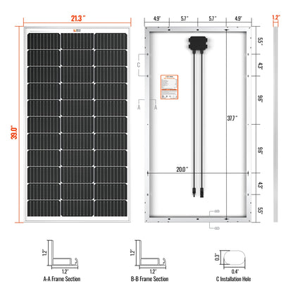 RICH SOLAR MEGA 100 100W 12V Solar Panel product image 2