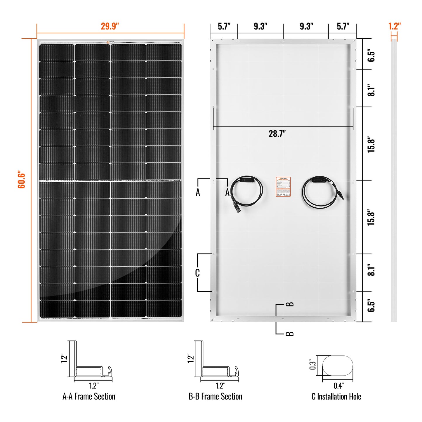 RICH SOLAR MEGA 250 250W 12V Solar Panel product image 2