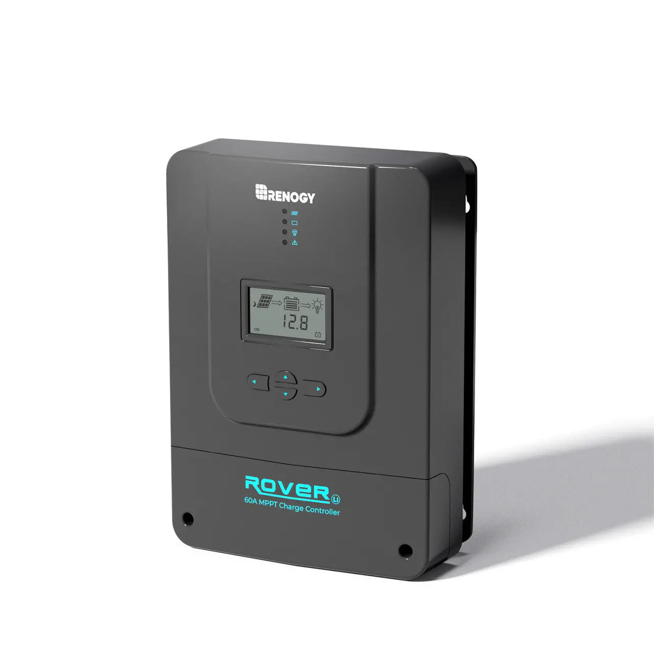 Renogy Rover 60A MPPT solar charge controller shown from an angled front view