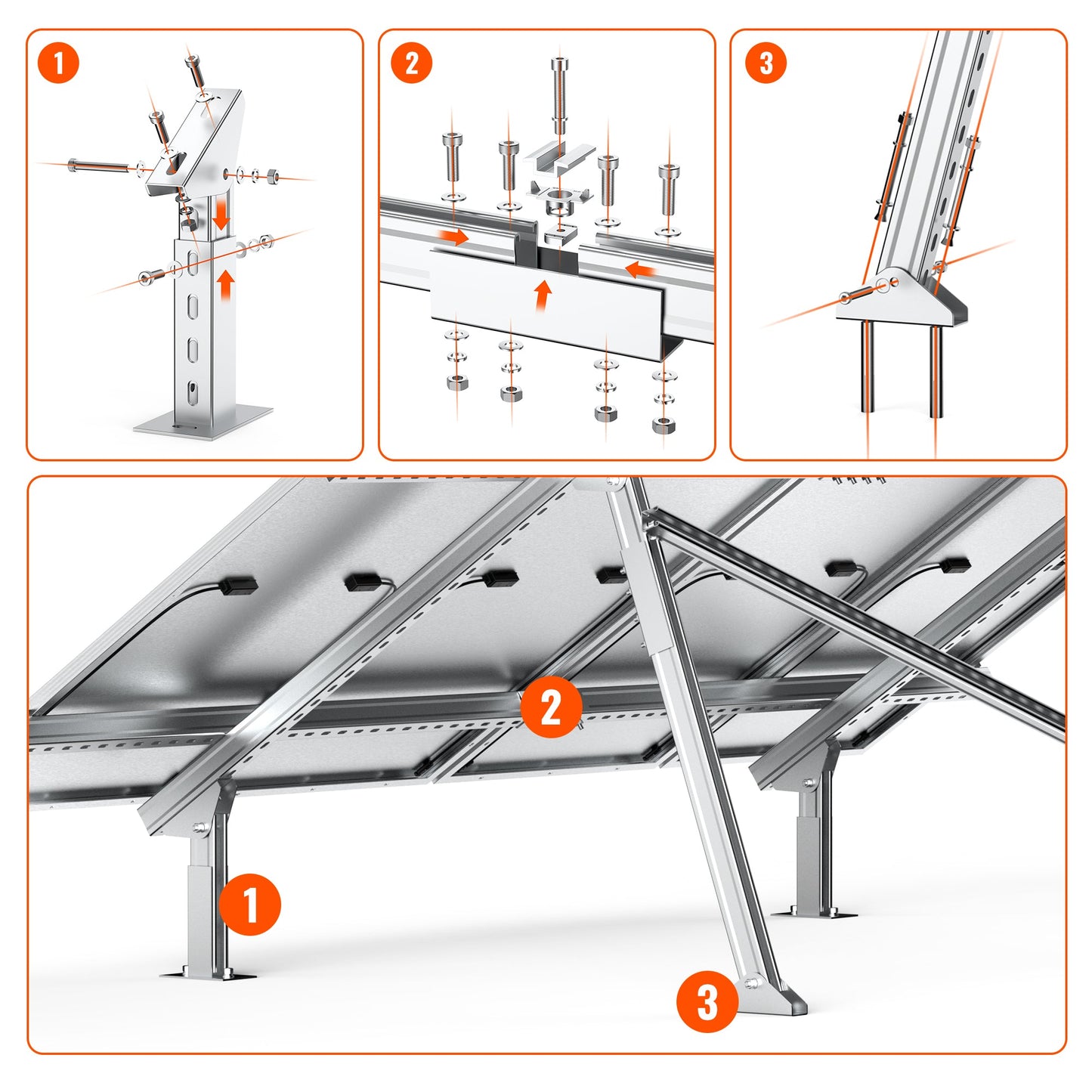 RICH SOLAR Ground Mount for MEGA 100/100 Slim/150 Panels — official product image 13