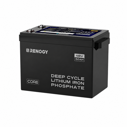 Renogy 48V 50Ah Core self-heating LiFePO4 battery — clean single-battery product view