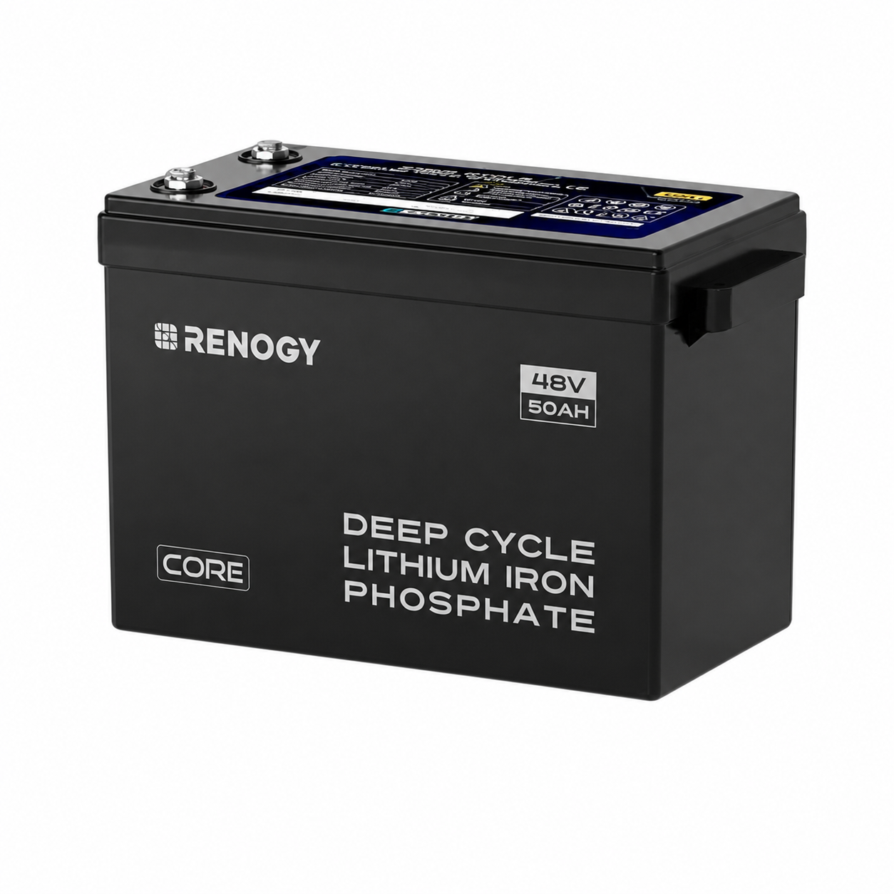 Renogy 48V 50Ah Core self-heating LiFePO4 battery — alternate clean single-battery view