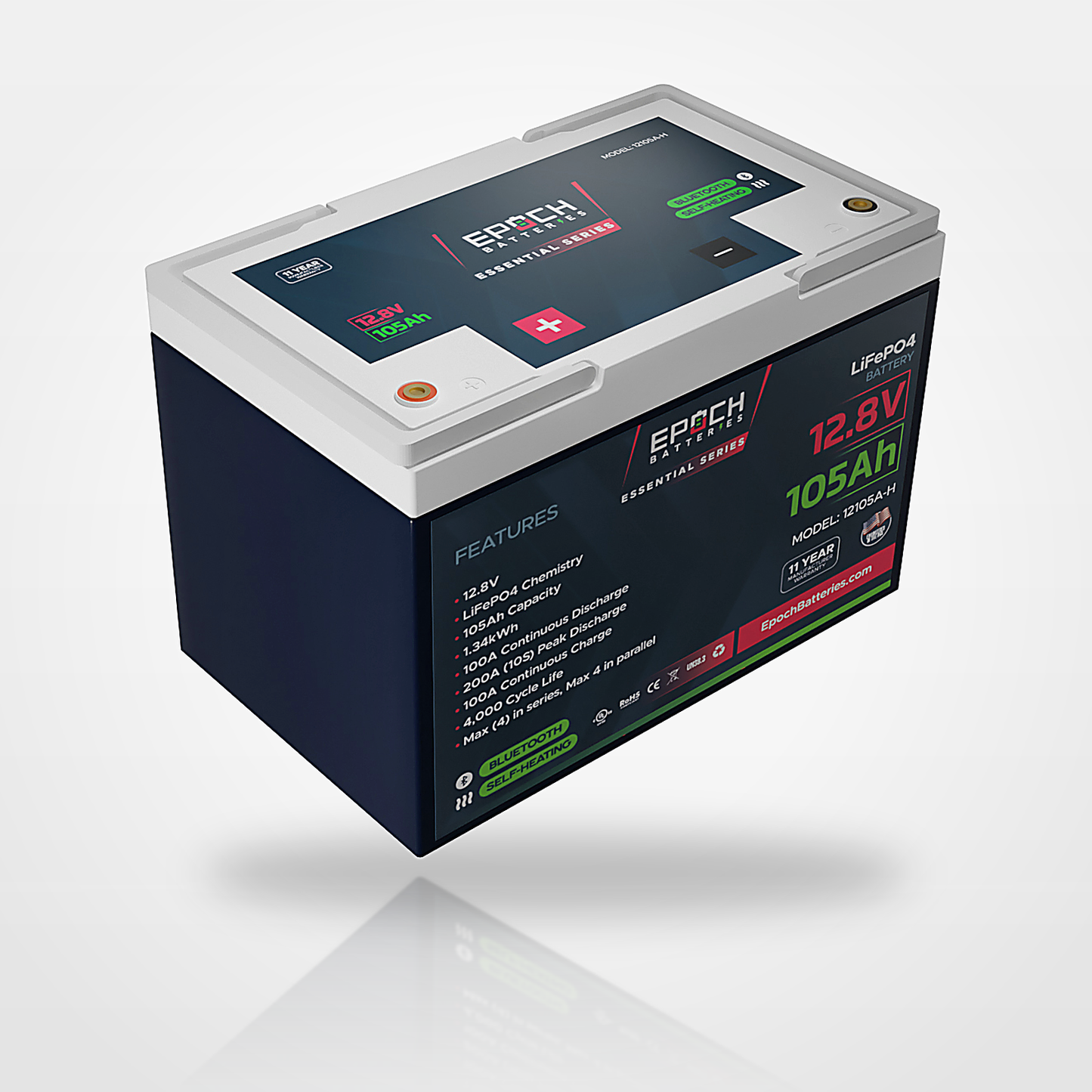 Epoch 12V 105Ah Essential Series LiFePO4 Battery (1.34kWh) - official product image 2