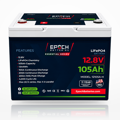Epoch 12V 105Ah Essential Series LiFePO4 Battery (1.34kWh)