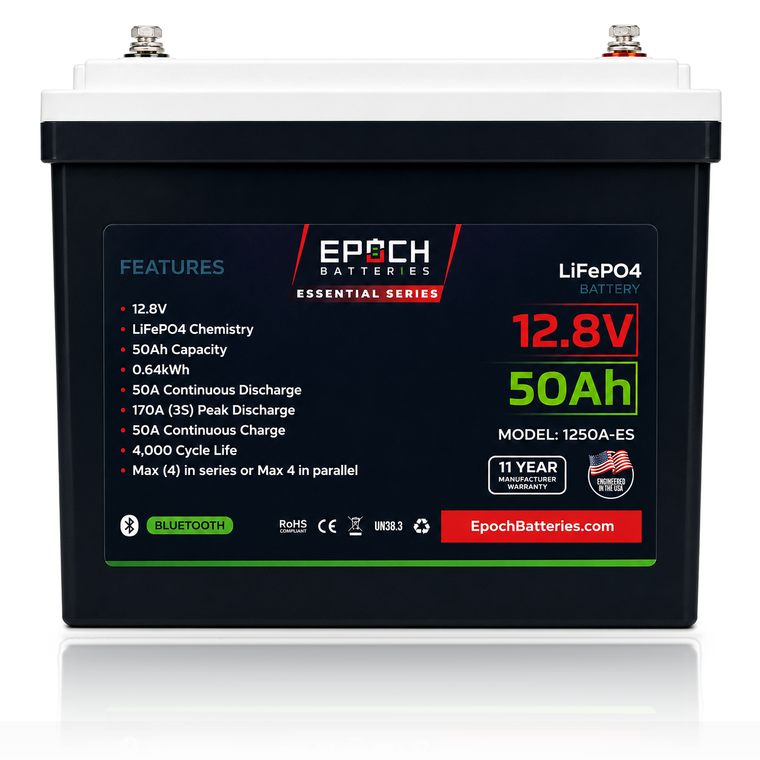 Epoch 12V 50Ah Essential Series LiFePO4 Battery (0.64kWh)