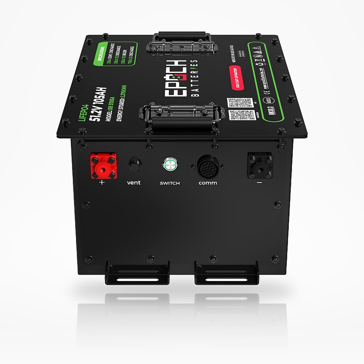 Epoch 51.2V 105Ah golf cart battery front and control panel
