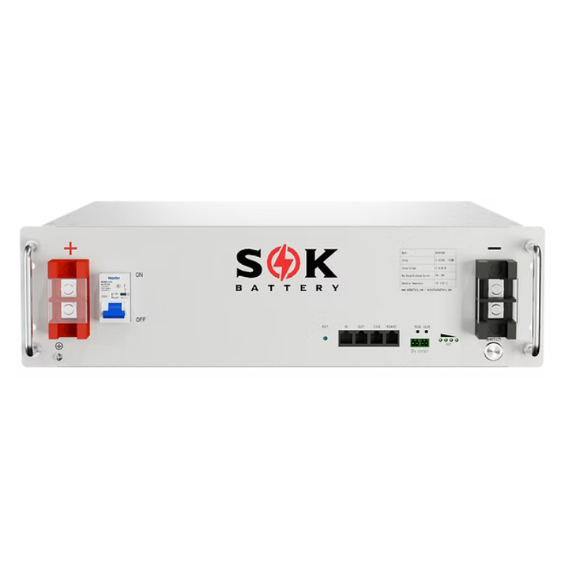 Front view of the SOK SK48V100N 51.2V 100Ah 5.12kWh server-rack LiFePO4 battery