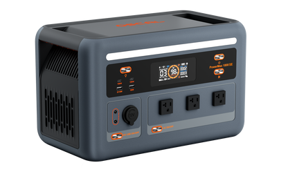 OSCAL PowerMax 1800 SE portable power station front-left view with U.S. outlets