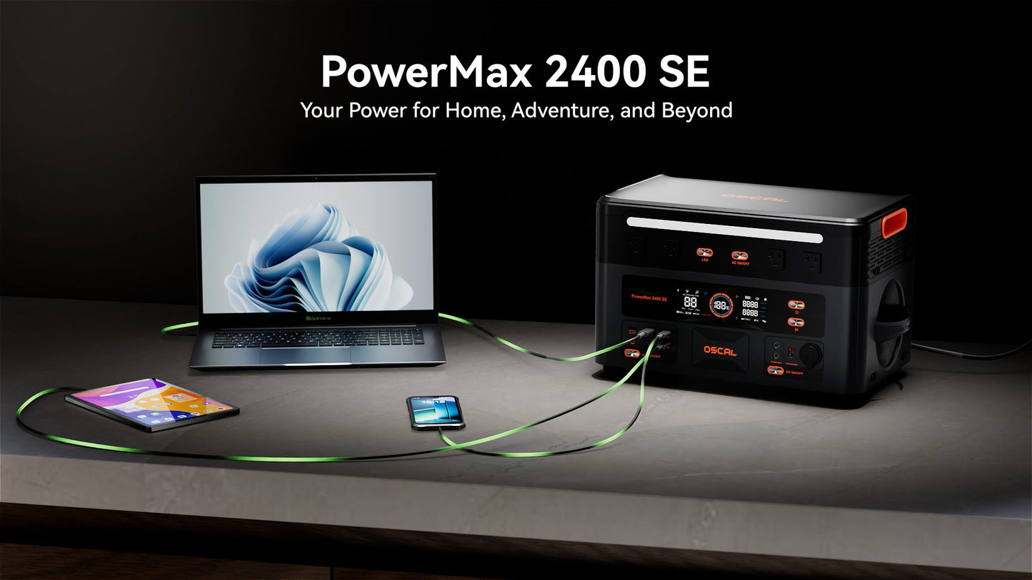 OSCAL PowerMax 2400 SE portable power station for home, work, and outdoor devices