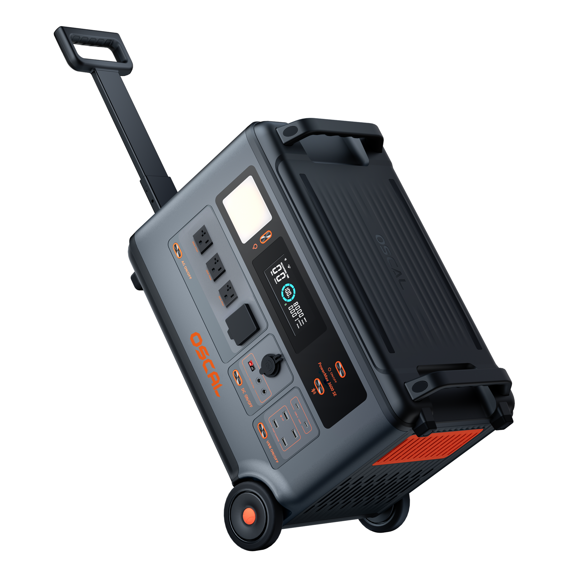 OSCAL PowerMax 3600 SE angled view with telescoping handle extended