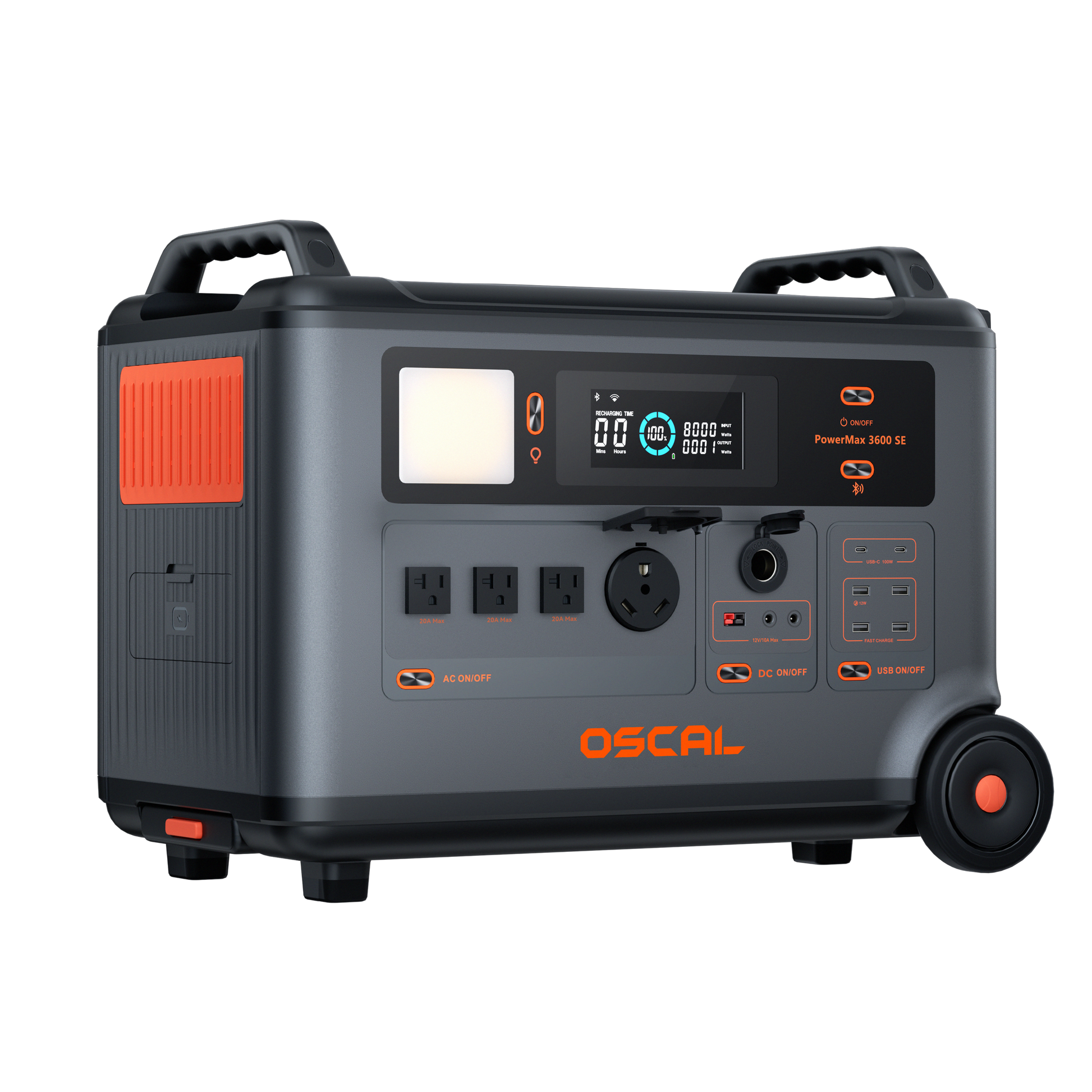 OSCAL PowerMax 3600 SE portable power station left-side view