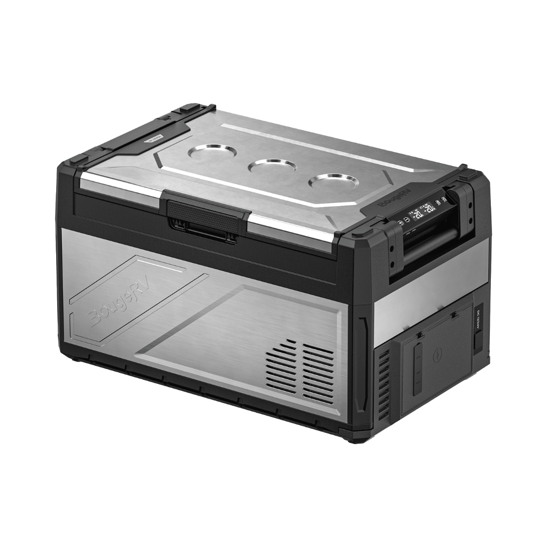 BougeRV Rocky V3.0 41QT dual-zone car fridge, closed front-right view