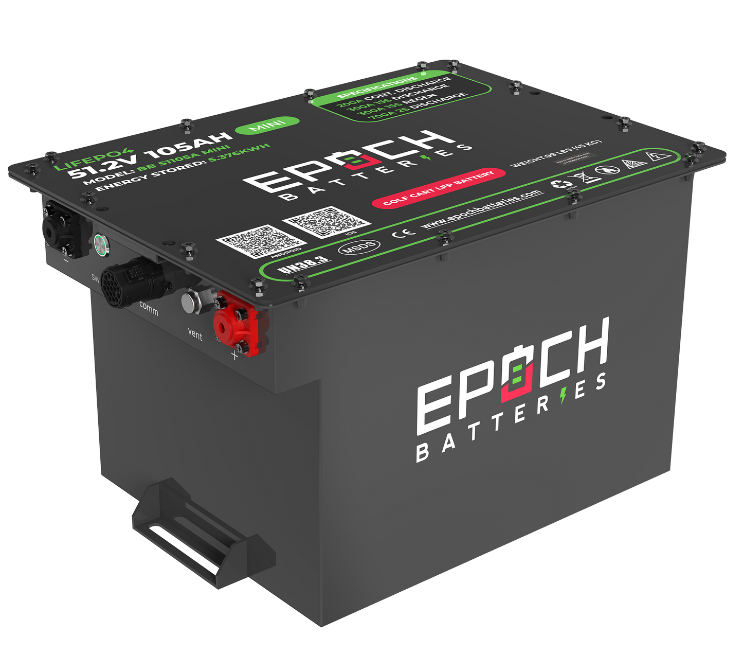 Epoch 48V 105Ah MINI Golf Cart Battery Complete Kit - LiFePO4 - official product image 6