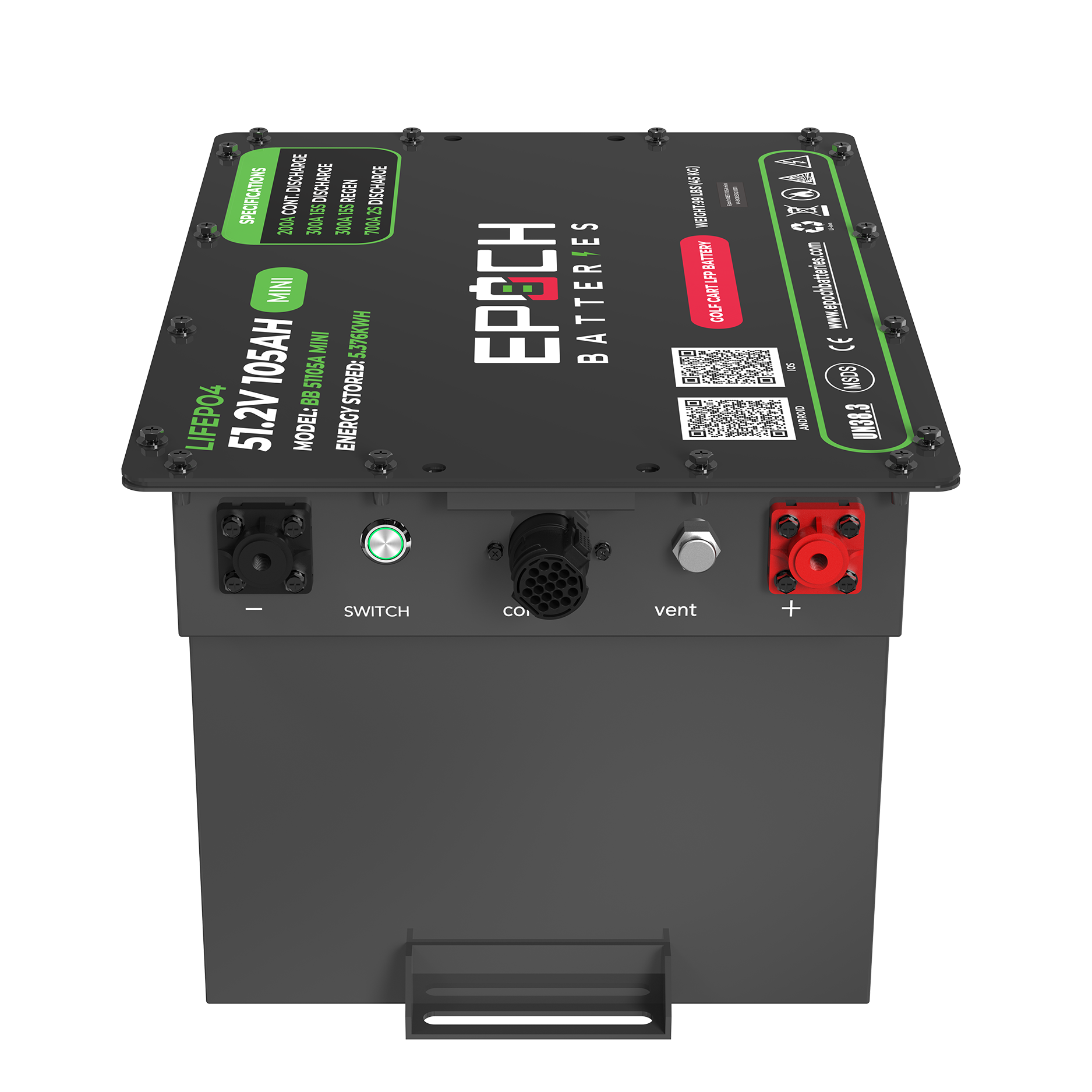 Epoch 48V 105Ah MINI Golf Cart Battery Complete Kit - LiFePO4 - official product image 5