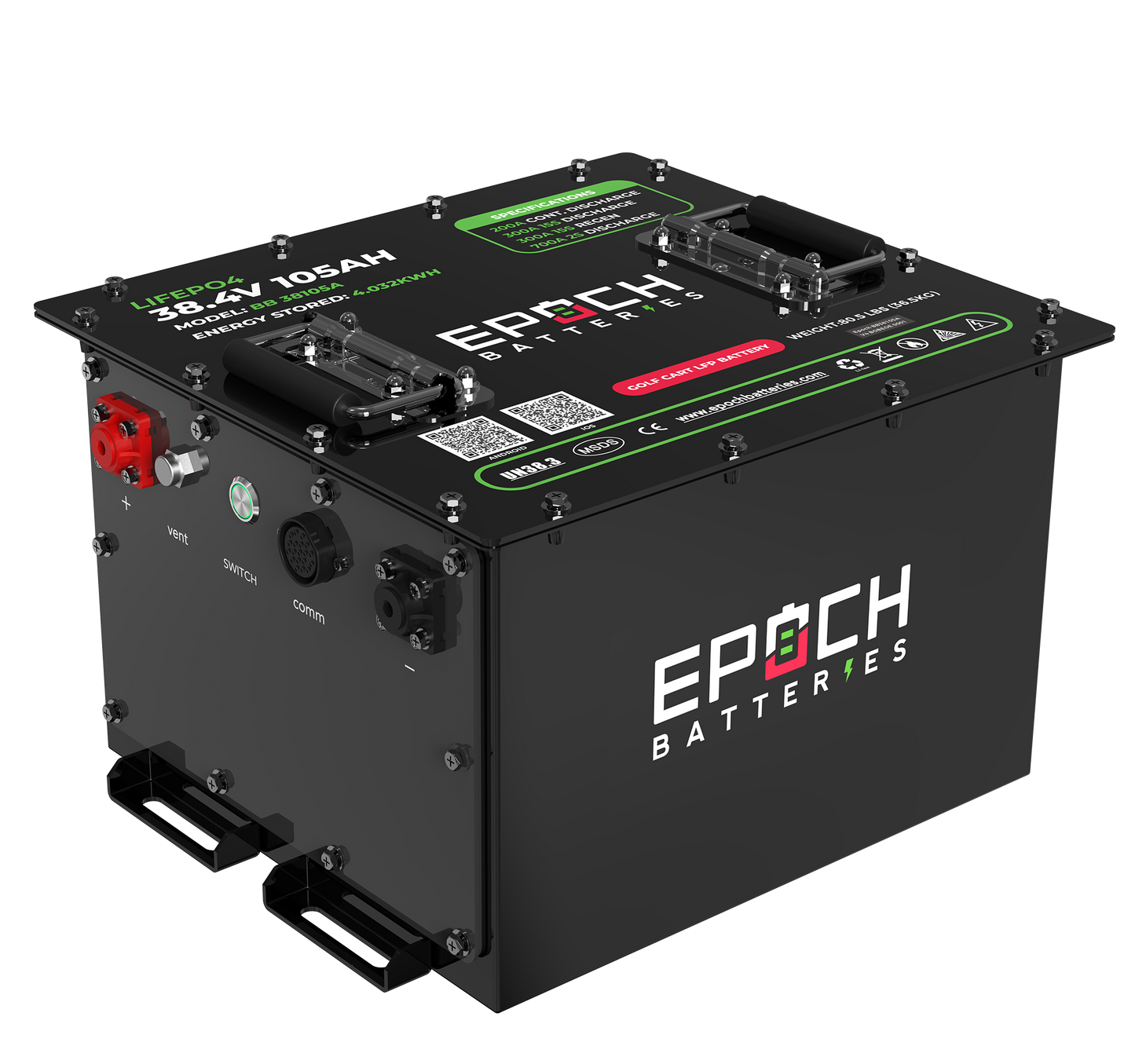 Epoch 36V 105Ah Golf Cart Battery Complete Kit - LiFePO4 - official product image 6