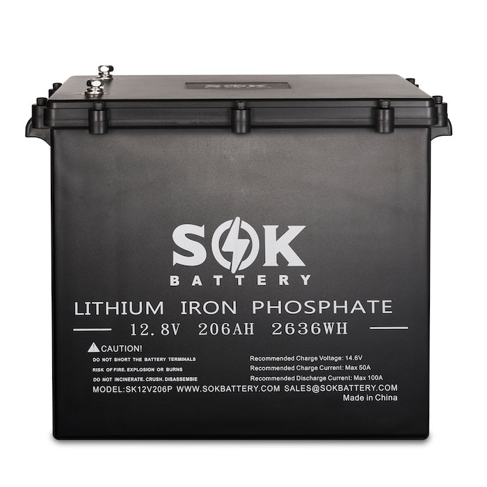SOK SK12V206PH 12V 206Ah marine heated Bluetooth LiFePO4 battery