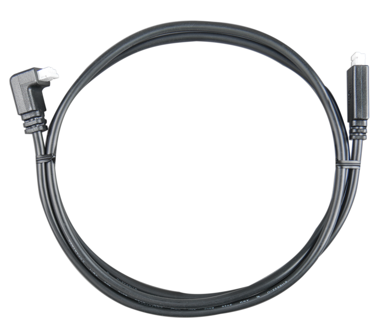 Victron VE.Direct cable with one right-angle connector; representative 0.9m photo; supplied length 10m
